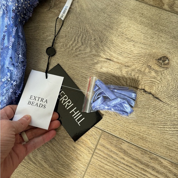 Periwinkle Sherri Hill Ruffle Sleeve Sequin Lace Dress - Picture 11 of 17